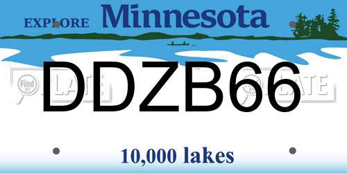 DDZB66 Minnesota License Plate