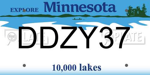 DDZY37 Minnesota License Plate