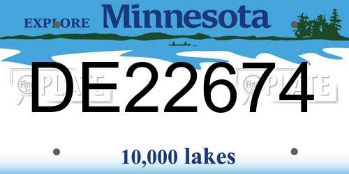 DE22674 Minnesota License Plate
