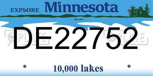 DE22752 Minnesota License Plate