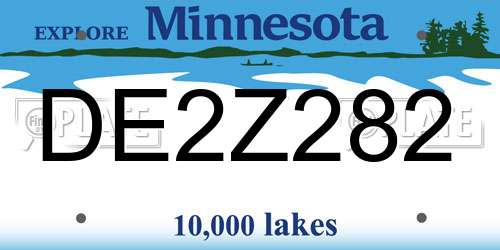 DE2Z282 Minnesota License Plate