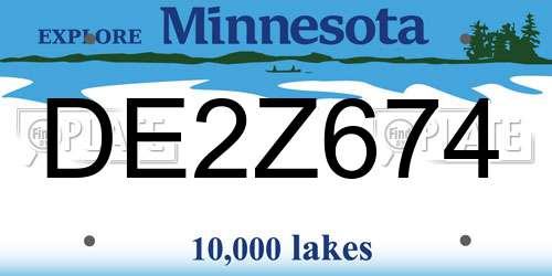 DE2Z674 Minnesota License Plate