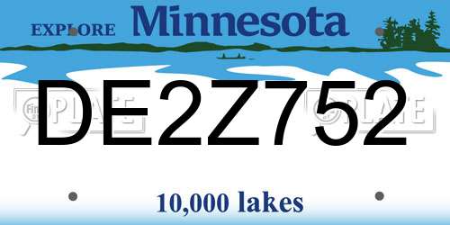DE2Z752 Minnesota License Plate