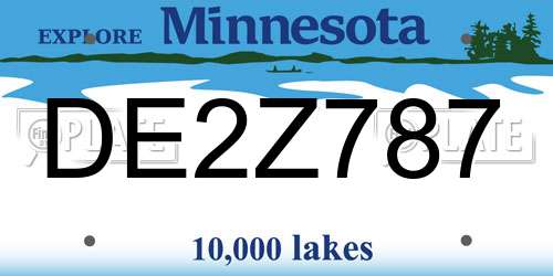 DE2Z787 Minnesota License Plate