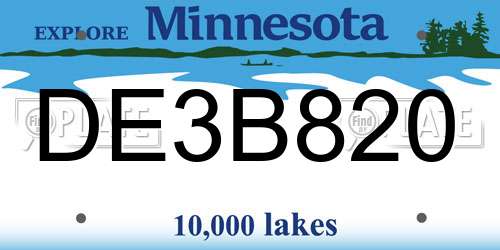 DE3B820 Minnesota License Plate
