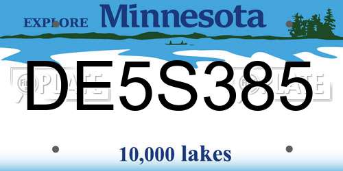 DE5S385 Minnesota License Plate