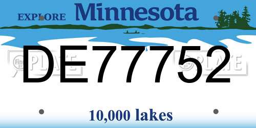 DE77752 Minnesota License Plate