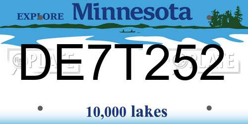 DE7T252 Minnesota License Plate