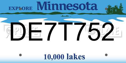 DE7T752 Minnesota License Plate