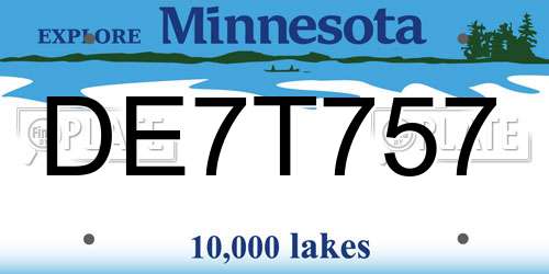 DE7T757 Minnesota License Plate