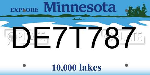 DE7T787 Minnesota License Plate