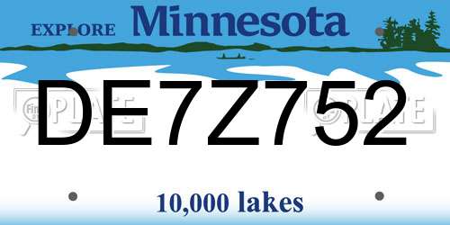 DE7Z752 Minnesota License Plate