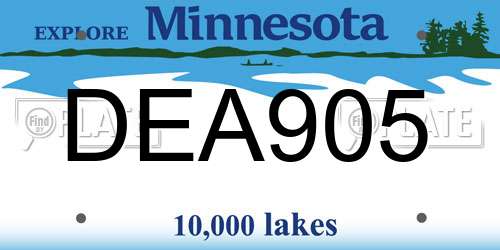 DEA905 Minnesota License Plate