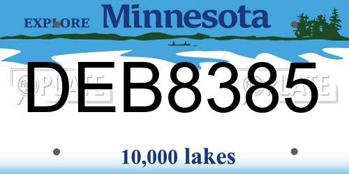 DEB8385 Minnesota License Plate
