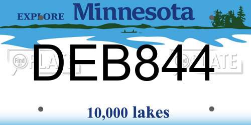 DEB844 Minnesota License Plate