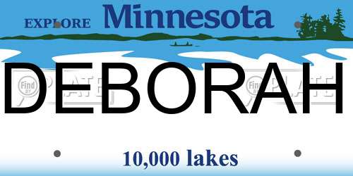 DEBORAH Minnesota License Plate