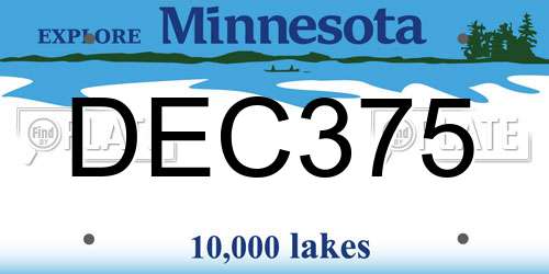 DEC375 Minnesota License Plate