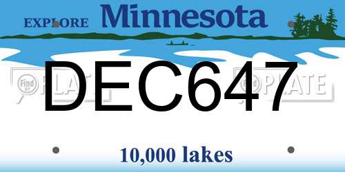 DEC647 Minnesota License Plate