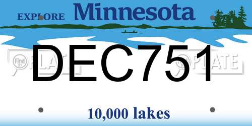 DEC751 Minnesota License Plate