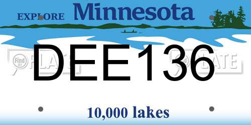 DEE136 Minnesota License Plate