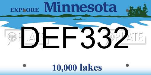 DEF332 Minnesota License Plate