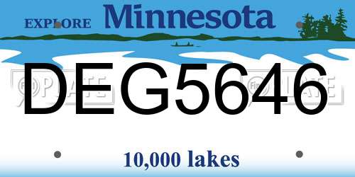 DEG5646 Minnesota License Plate