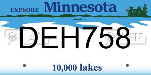 DEH758 Minnesota License Plate