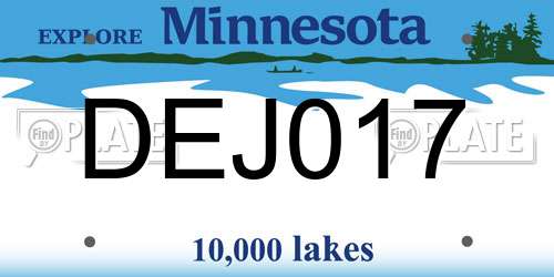 DEJ017 Minnesota License Plate