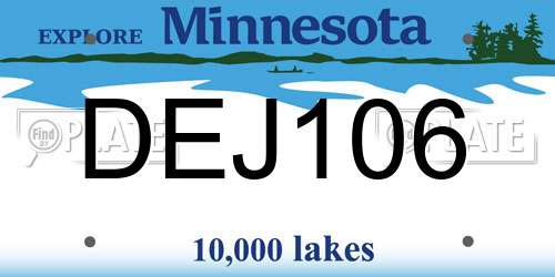 DEJ106 Minnesota License Plate