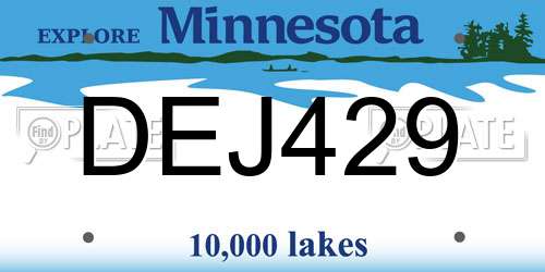 DEJ429 Minnesota License Plate