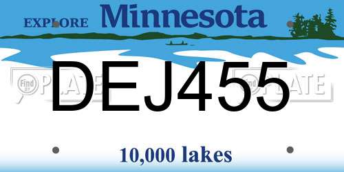 DEJ455 Minnesota License Plate