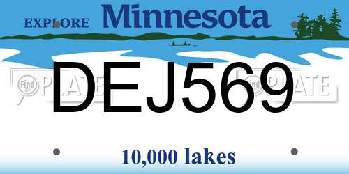 DEJ569 Minnesota License Plate