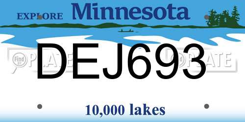 DEJ693 Minnesota License Plate