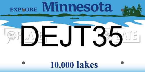 DEJT35 Minnesota License Plate