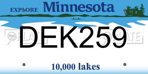 DEK259 Minnesota License Plate