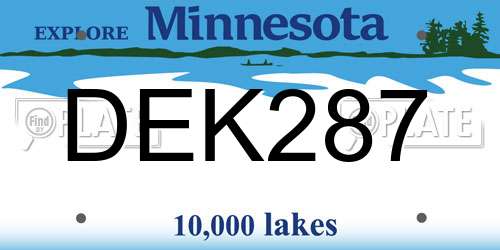 DEK287 Minnesota License Plate