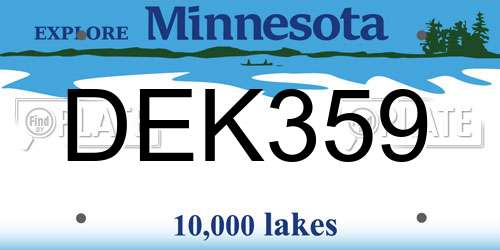 DEK359 Minnesota License Plate