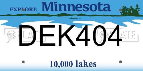 DEK404 Minnesota License Plate