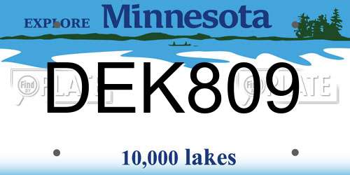 DEK809 Minnesota License Plate