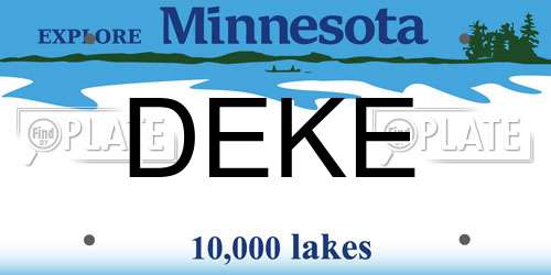 DEKE Minnesota License Plate