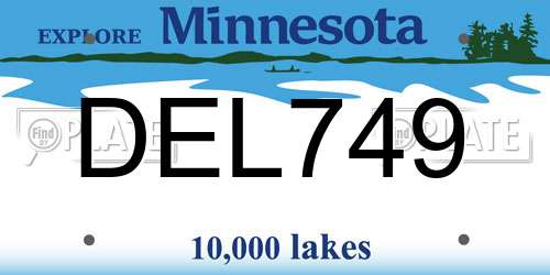 DEL749 Minnesota License Plate