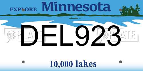 DEL923 Minnesota License Plate