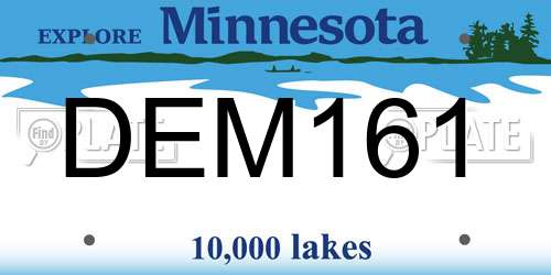 DEM161 Minnesota License Plate