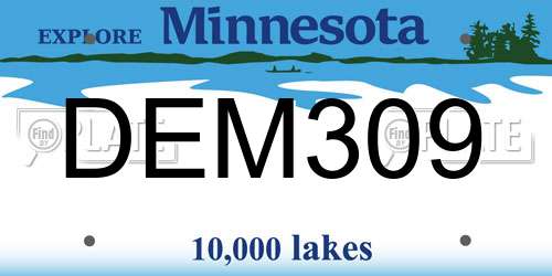 DEM309 Minnesota License Plate
