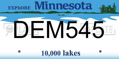 DEM545 Minnesota License Plate