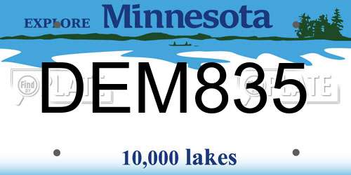 DEM835 Minnesota License Plate