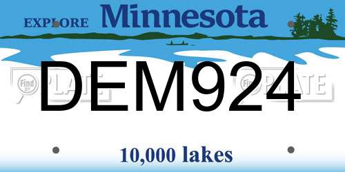 DEM924 Minnesota License Plate