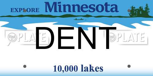 DENT Minnesota License Plate