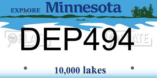 DEP494 Minnesota License Plate