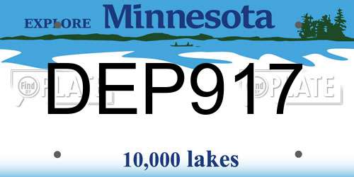 DEP917 Minnesota License Plate